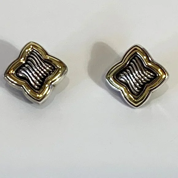 DAVID YURMAN Quatrefoil Earrings in Sterling Silver and 18K Yellow - Picture 6 of 16